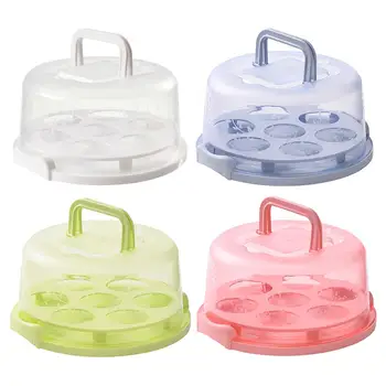 

Portable Cake Box Reusable Fruit Vegetable Storage Container With 7 Round Holes Refrigerator Fresh-keeping Cupcakes Box