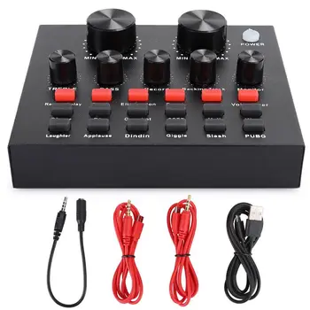 

v8 ABS Black Bluetooth Volume Adjustment Voice Change Live Broadcast Sound Card 7 kinds connection for Mobile Phone Computer