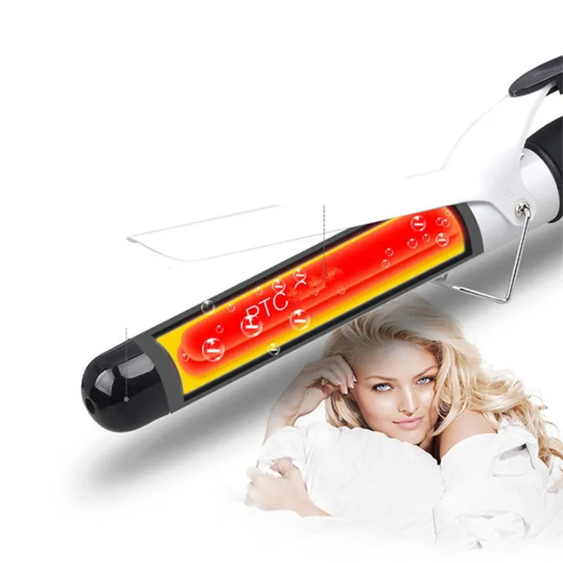 Профессиональные электрические керамические щипцы для завивки волос с ЖК-дисплеем, вращающиеся локоны, инструмент для укладки волос 15#901