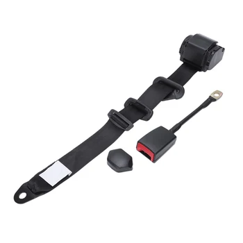 

Adjustable Black Automatic Shrink Three-Point Car Seat Belt With Seat Belt Adjuster Universal