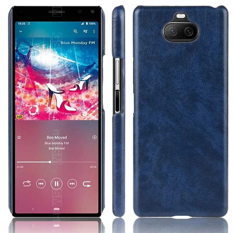 blue Для sony Xperia 8 чехол Ретро из искусственной кожи Кожа с рисунком Litchi жесткая задняя крышка из ПК для sony Xperia8 Xperia 8 чехол для телефона - Цвет: blue