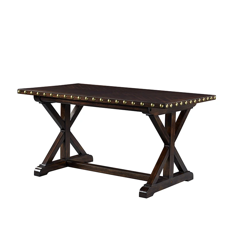 Дешевый обеденный стол и кожаный деревянный стул с классическим деревянным темным цветом мебели для столовой WA431