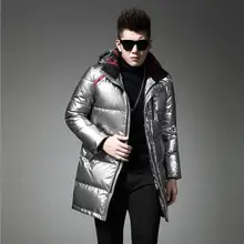 Новинка, зимний мужской пуховик высшего класса с капюшоном, уличная одежда, пуховое пальто, длинный утиный пух, Теплая мужская одежда, мужское зимнее пальто