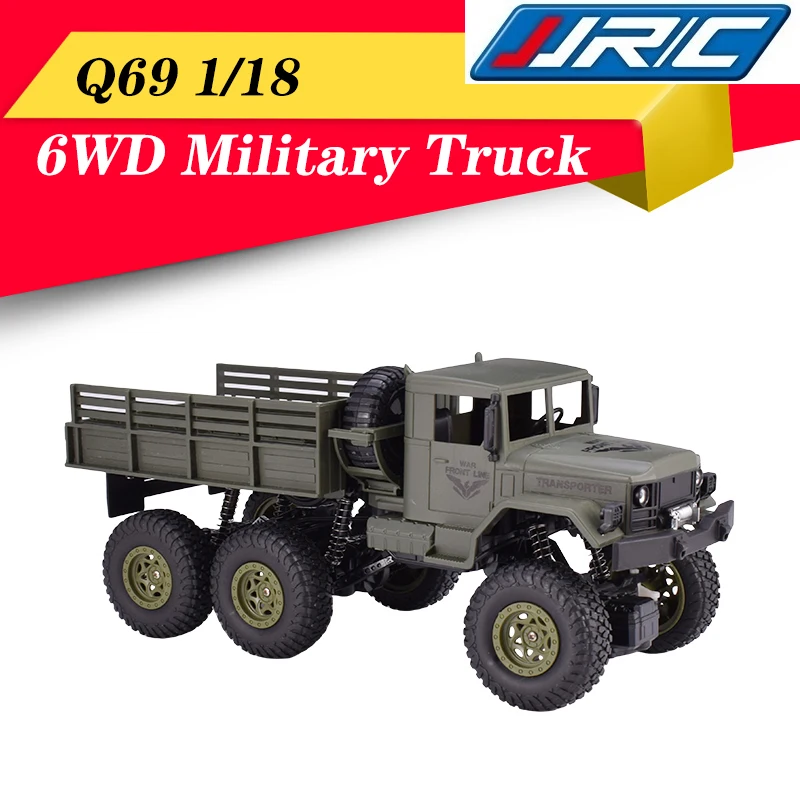 JJRC Q69 1/18 2.4G 4CH 6WD 130 Brushed Motor RC Vehicle Off-Road Military Truck Car RTR Model Toys for Boys Green/Yellow