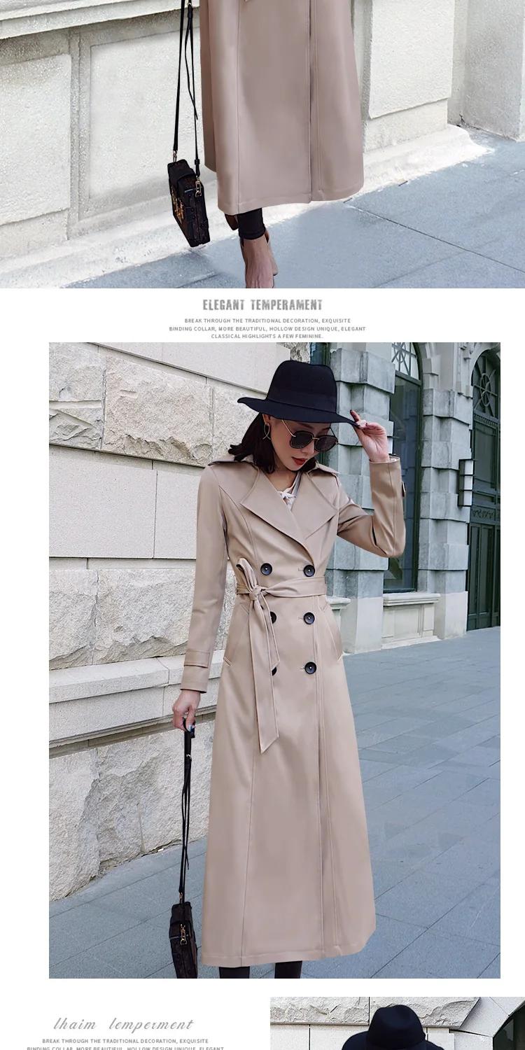 High end Design Women Trench coat Plus size S-3XL casaco feminino Double Breasted Long Coat women Trench Female Overcoat R63