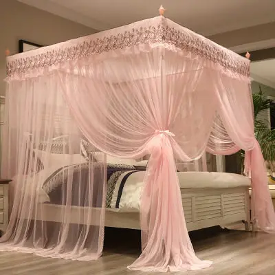 PINK LeRadore, стиль принцессы, москитные сетки для кровати, Утолщенные, бесступенчатые, стены, сетка от насекомых, москитные сетчатые занавески, 3 открывающиеся двери - Цвет: PINK