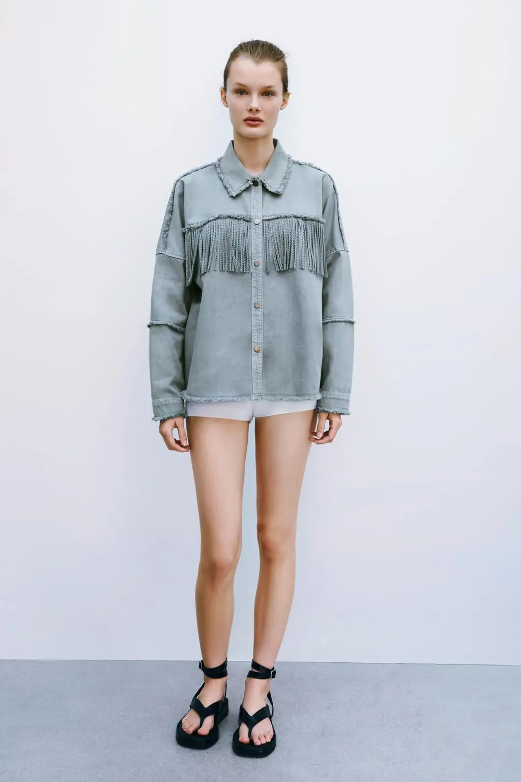 2021 Spring Autumn Frayed With Fringe Denim Jacket Women Vintage Long Sleeve Jeans Coat Female Tassel Outerwear Chic Tops