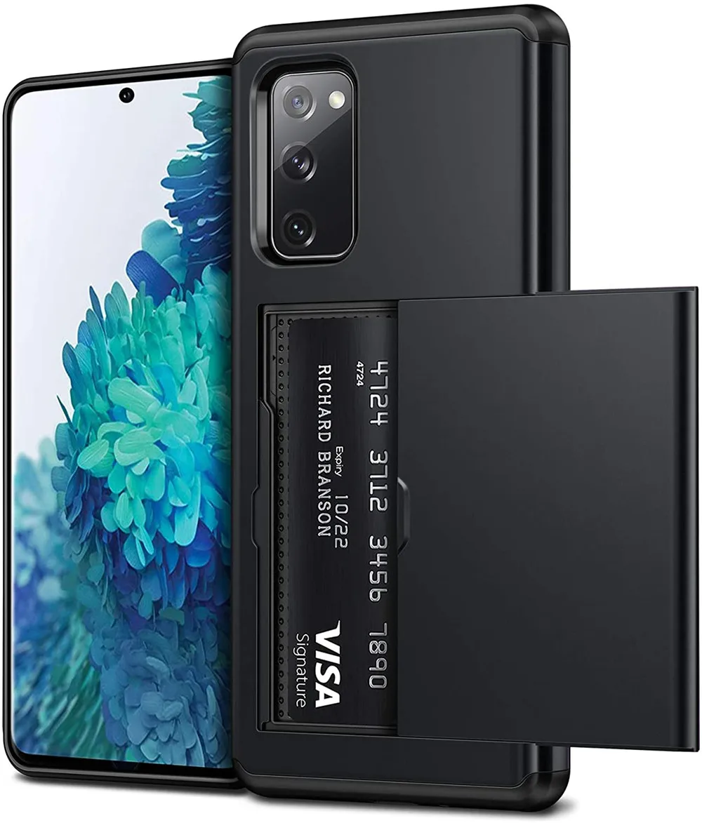 For Samsung Galaxy S20 Fe Case Card Slot Holder Bumper Cover For Samsung S20 Fe S20fe Phone