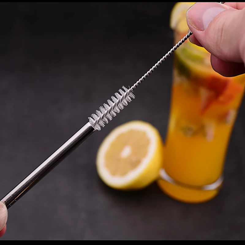MICCK Metal Drinking Straws Stainless Steel Straw With Brush Colorful Bar Reusable Straw Accessory Sturdy Bent Straight Drinks