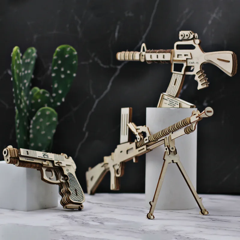 FEOOE 3D Puzzle Handmade Wooden Assembled Gun Model Diy Military Fan Series Machine Puzzles for Adults Wood Toys WL | Игрушки и хобби