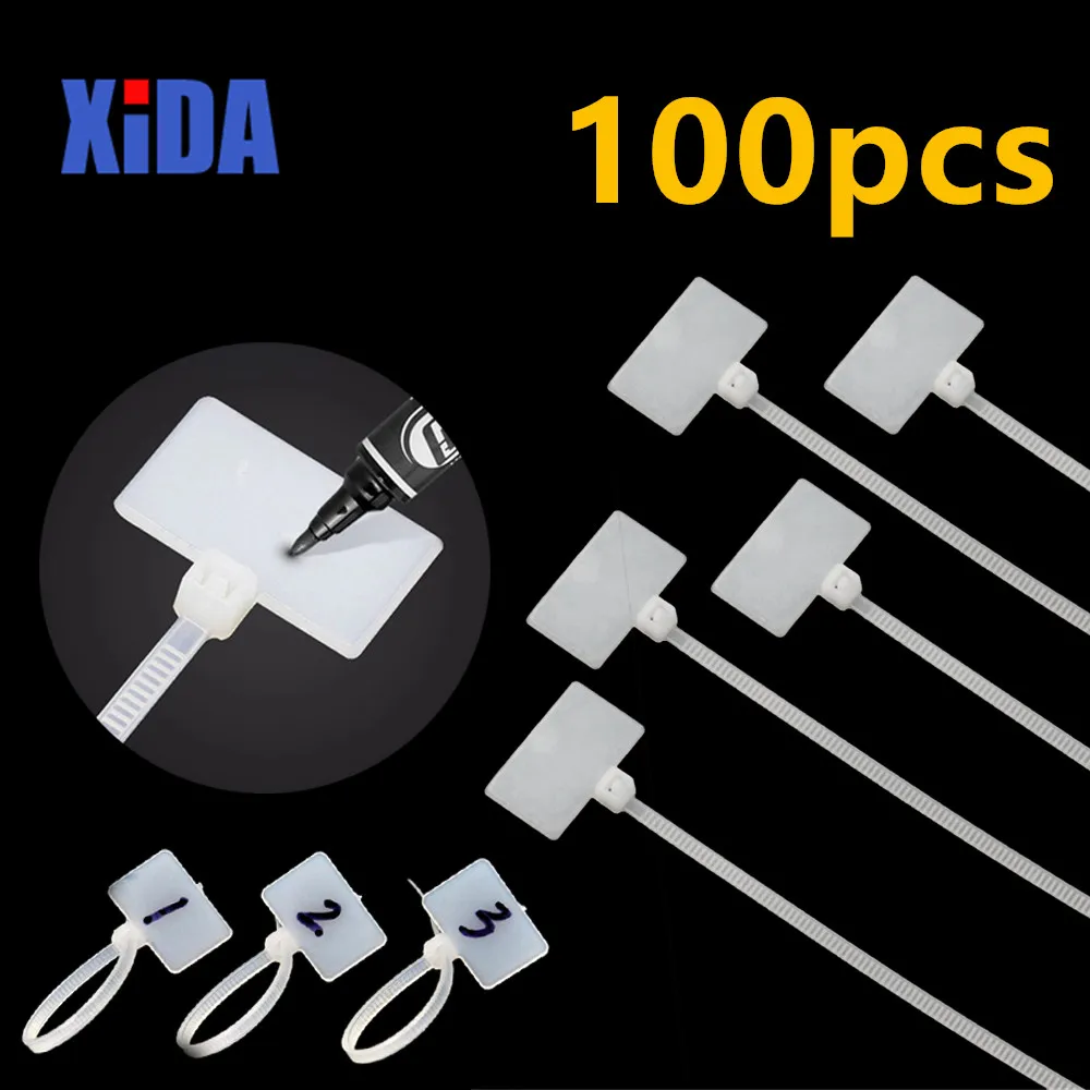 

100Pcs ZipTies Write Wire Power Cable Label Mark Tag Nylon Self-Locking Tie Network Cable Marker Cord Wire Strap ZipFreeShipping