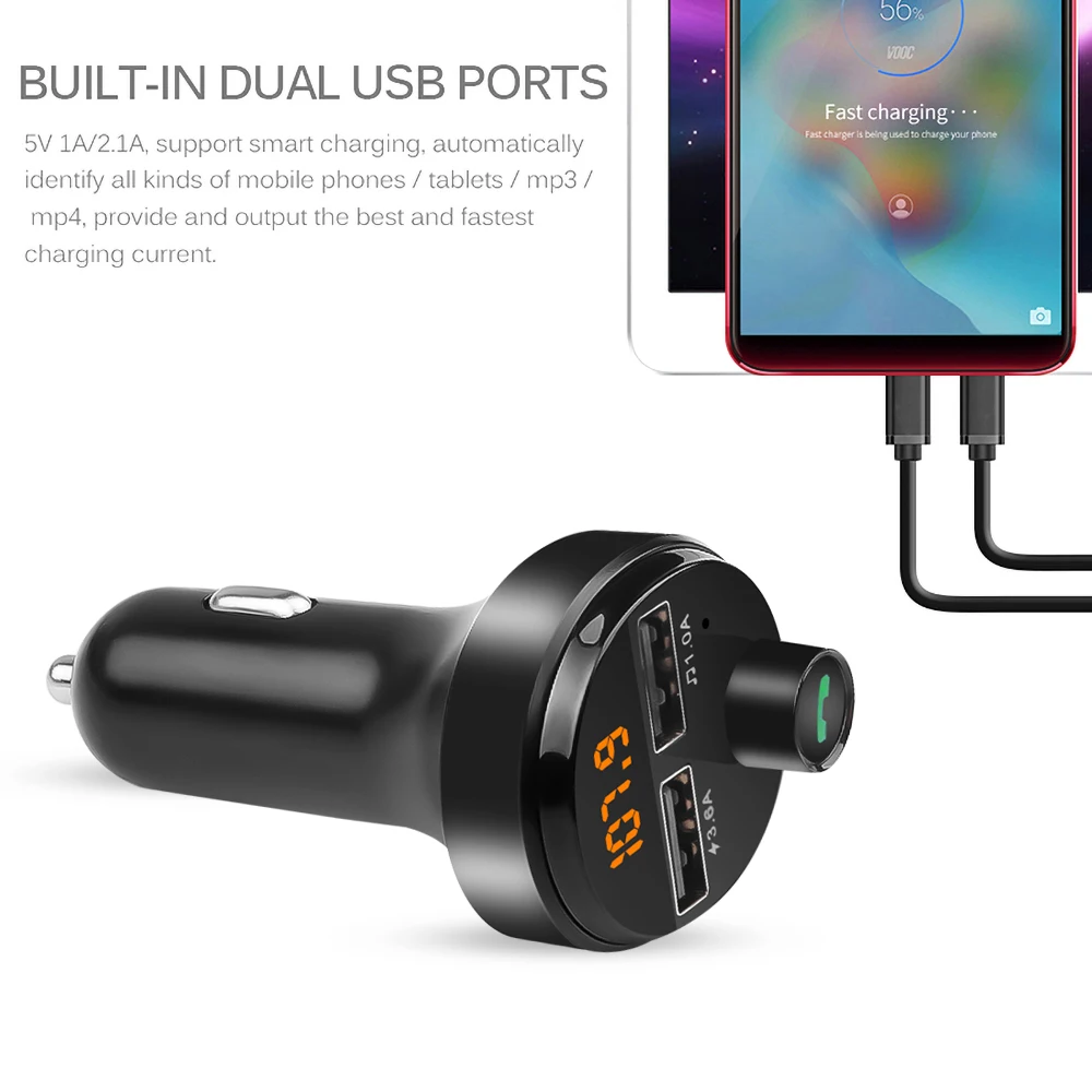 FM трансмиттер громкой связи Bluetooth автомобильный комплект 5 0 Автомобильный MP3