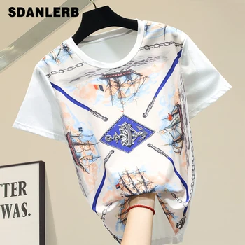 

Women Summer Tshirt Printed White Black Cotton Short Sleeved T-shirt Female Ins Super Fashion Loose T Shirts Tees Ladies Tops