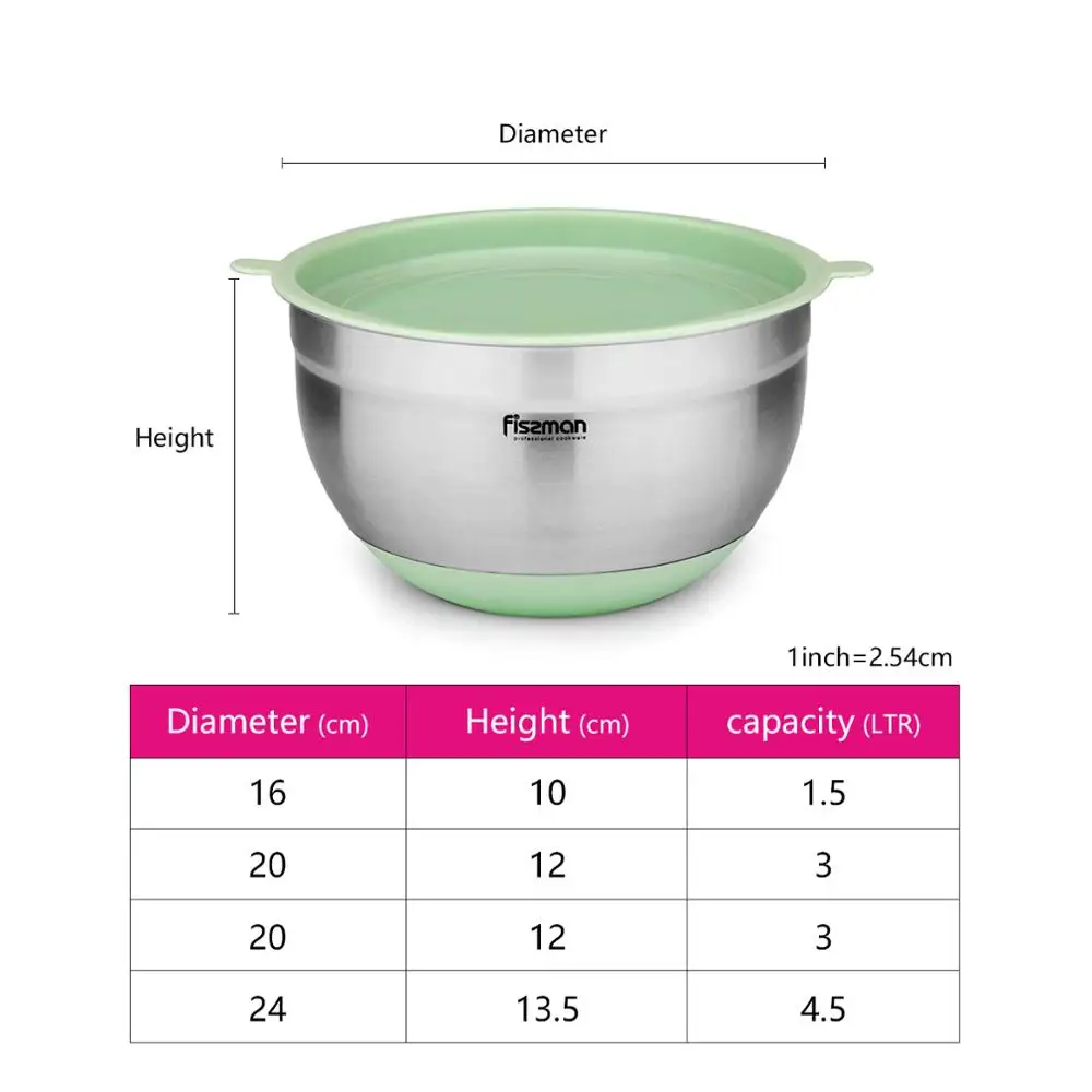 304 миска для смешивания из нержавеющей стали с крышкой и нескользящей Силиконовой подошвой, сделай сам, для торта, салата, хлеба, венчик, Миксер для хранения гнездов