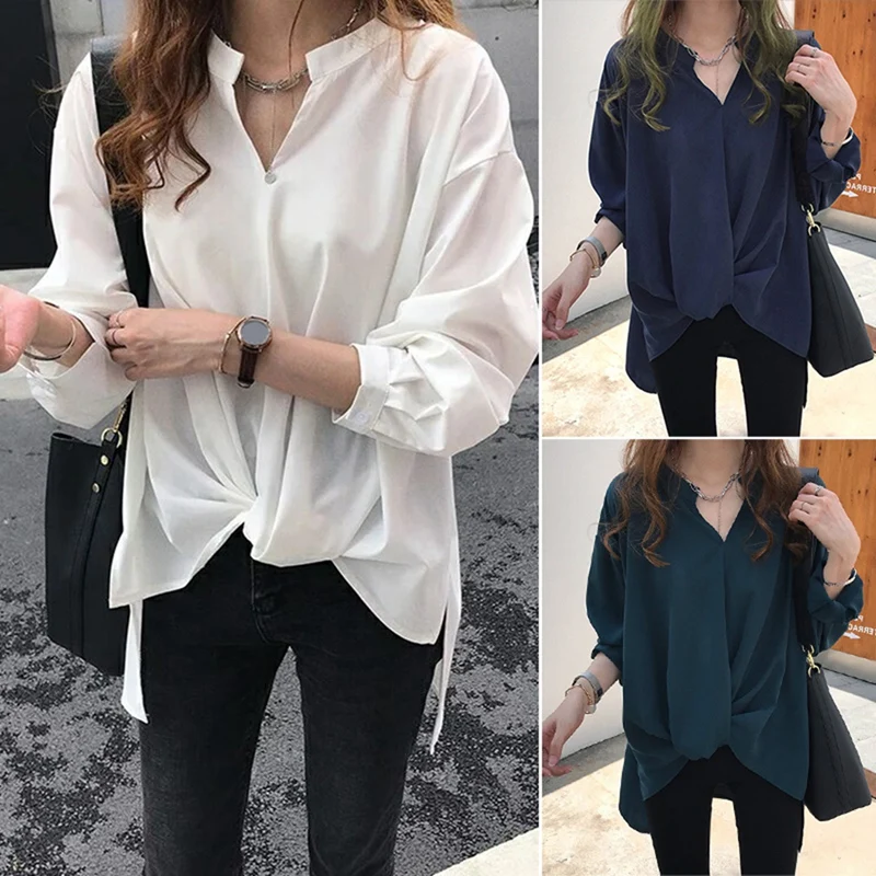 

Women'S Korean Style Simple Temperament Chiffon Shirt Female Long Sleeve Loose Shirt womens tops fall 2020 women clothing