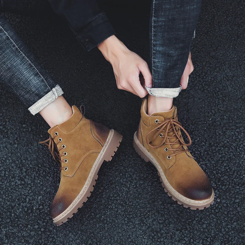 

Martin Boots Men's Boots Combat Boots Snowfield Mid-top Workwear Desert Boots Men Autumn Versatile Hight-top MEN'S SHOES Short B