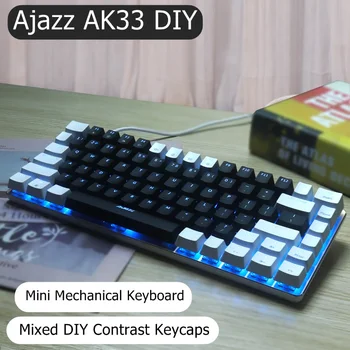 

Ajazz AK33 DIY 82 Key Alloy Panel USB Wired Backlight Mechanica Keyboard Blue/Black Axis With Detachable Cable.
