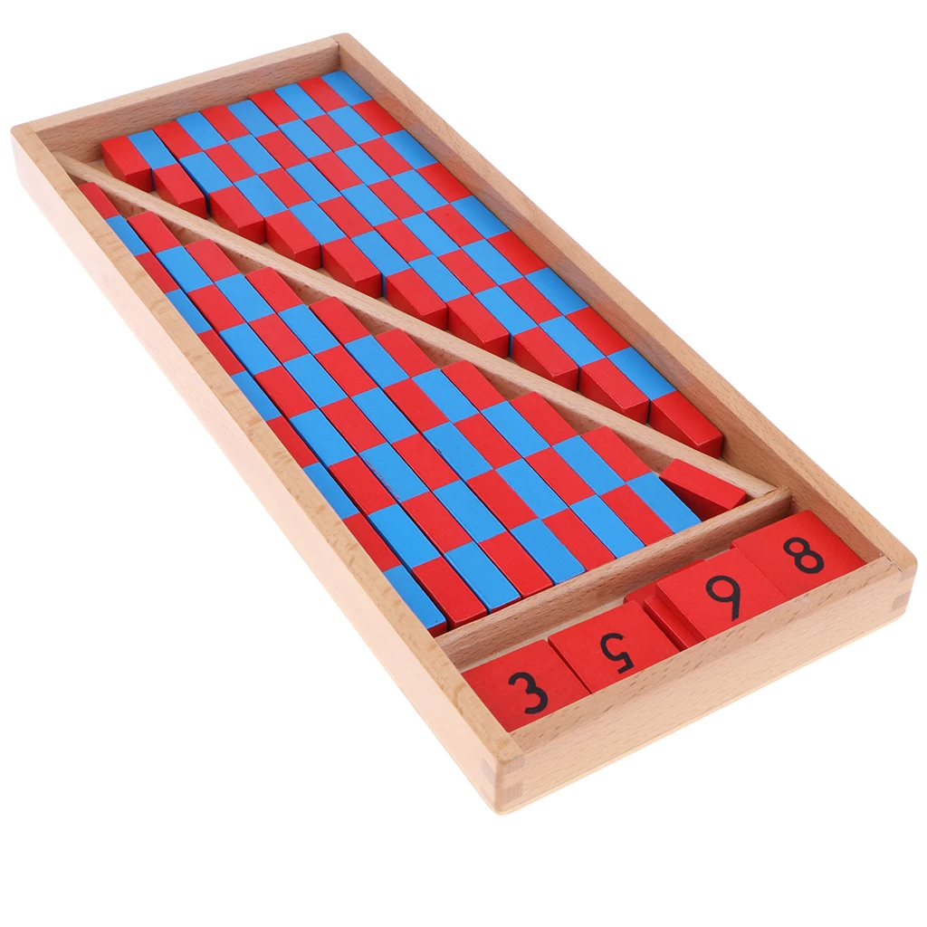 Montessori Toy Wooden Red & Blue Rods Kids Classic Learning & Education Toy
