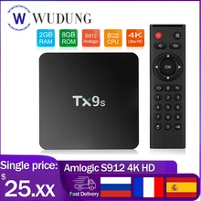 Caixa de tv android tx9s amlogic s912 octa núcleo 2gb ram 8gb rom 2.4g wifi 4k definir caixa superior ondersteuning youtube google playstore