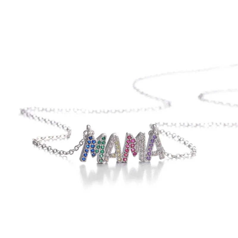 Juya Micro Pave Циркон мама имя буквы кулон ожерелье для дочери мамы год рождественский подарок Индивидуальные ювелирные изделия