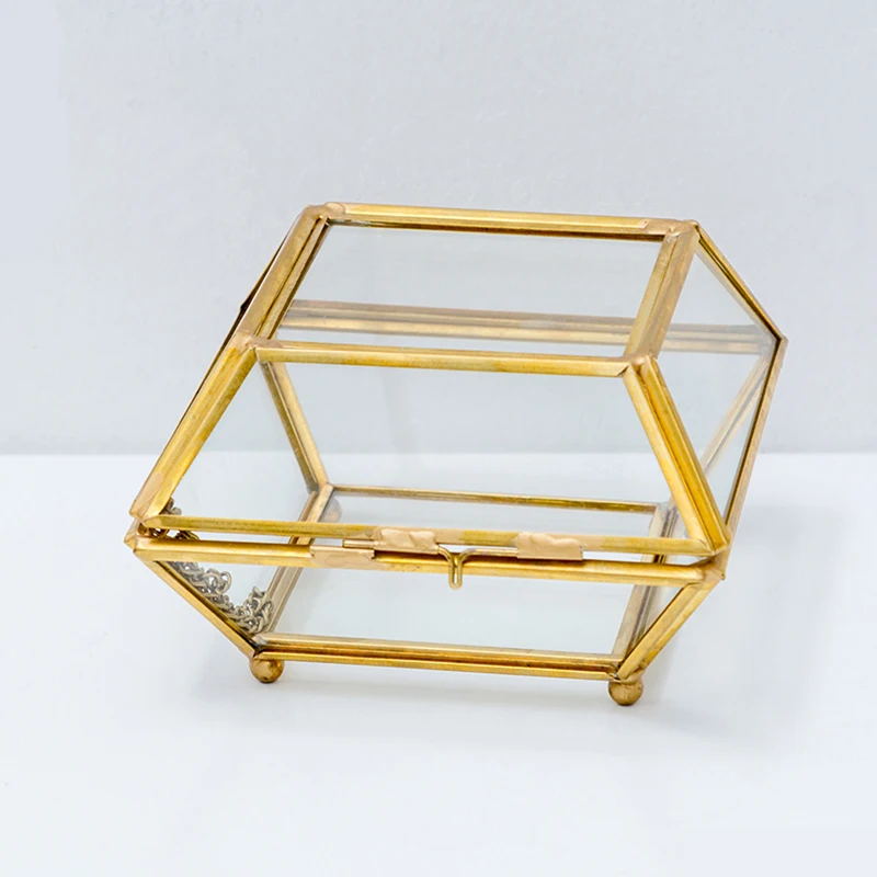 1 шт. винтажный геометрический металлический стеклянный контейнер для хранения