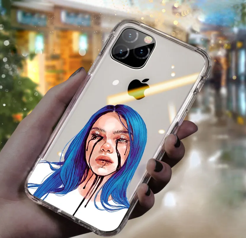 Billie Eilish наклейки dont smile at me мультфильм чехол для телефона для iPhone 11 pro max 7 5S SE 6 6s 8 7 Plus X XR XS MAX Мягкий ТПУ чехол - Цвет: TPU  A1048