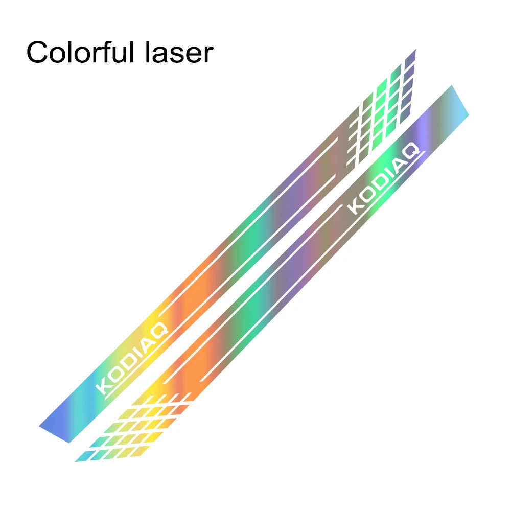 Colorful Laser 2 шт. для Skoda Fabia Kodiaq Kamiq Karoq автомобильные длинные боковые юбки спортивные наклейки Авто украшения DIY виниловая пленка наклейки аксессуары для автомобиля - Название цвета: Colorful Laser