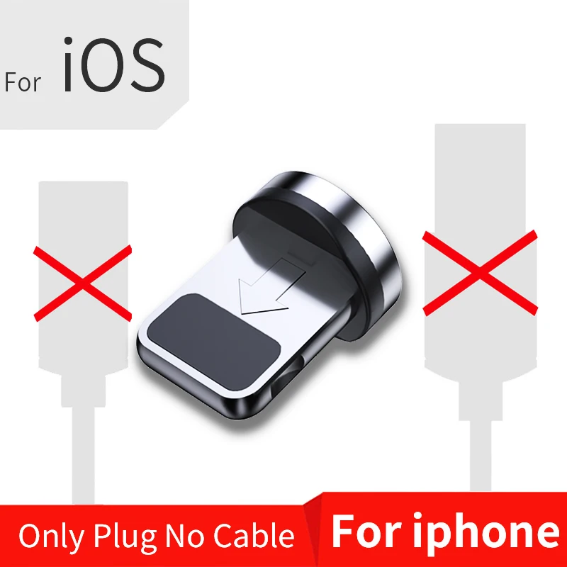 BaySerry Magnetic Cable USB Type C Cable For iPhone 11 Pro Max XR Samsung S9 Xiaomi LED Magnetic Fast Charging Micro USB C Cable - Цвет: Only iOS Plug