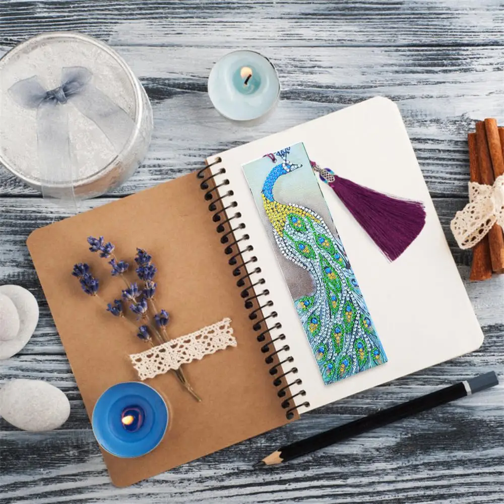 Алмазов картина Закладка для книги 5D DIY особой формы Алмаз мозаики Кожаный чехол