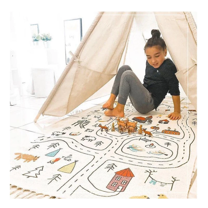 Baby Play Mat Game Crawling Rugs Toys Foldable Kids Blanket Pad Square Floor Carpet Cotton Nordic Newborn Room Déc | Игрушки и хобби
