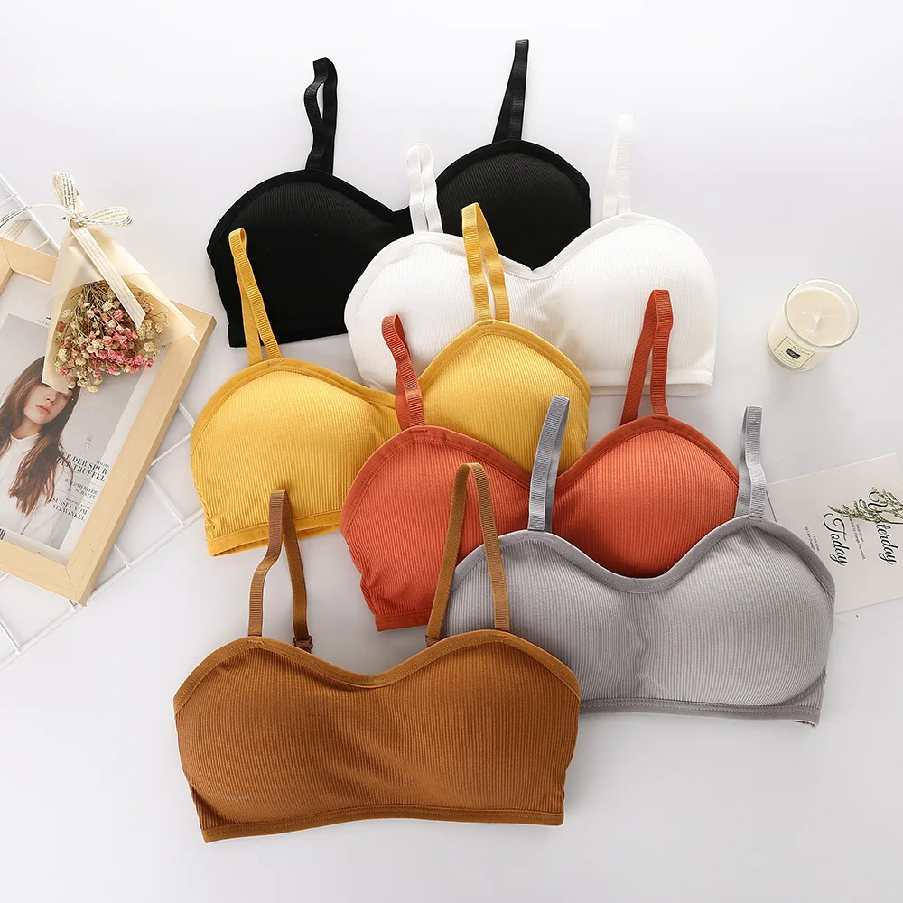 

Linbaiway Women Underwear Push up Vest Bra Solid Top Sexy Seamless Bralette Chest Tops Wire Free Brassiere Lingerie Strap Bra