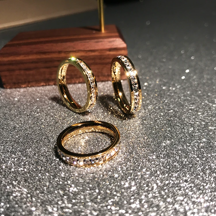 Woman Titanium Steel Crystal Ring Jewelry