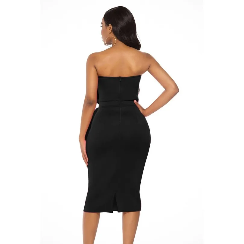 Осеннее сексуальное модное Африканское женское платье без бретелек размера плюс длиной до колена S-XXL