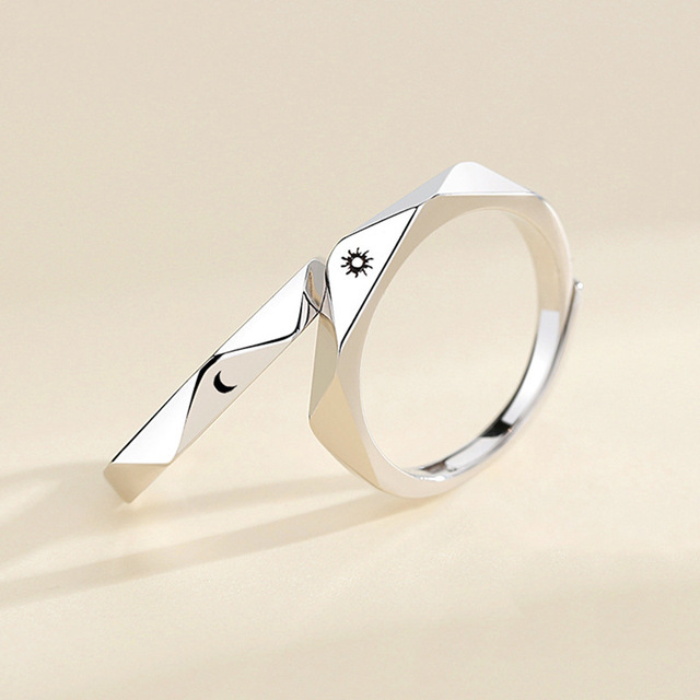 Pcs Sun Moon Lover Couple Rings Minimalist Simple Opening Ring For Men Women Couple Promise Promise Wedding Engagement Jewelry