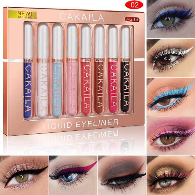 Color Matte Glitter Powder Color Liquid Eyeliner Set Long Lasting No Bl-ooming Eye Liner Couleur Color Eyeliner Set