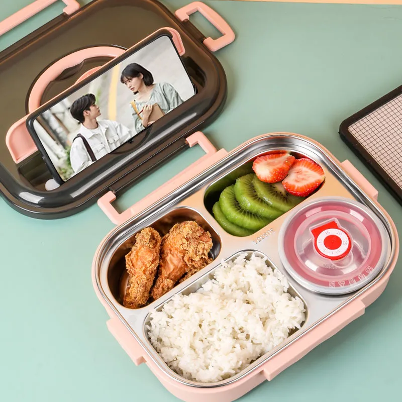 Diboniur Lunch Box, Porta Pranzo Con Posate, 1400ml Bento Box Con 3