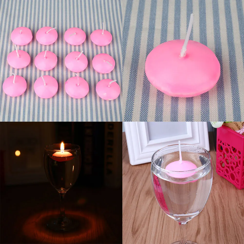 Pink Свечи, водные плавающие вечерние Dedals, домашний декор, 20 шт., день рождения, свадьба, Романтический, не ароматизированный светодиодный, свеча, белый/розовый/красный/фиолетовый - Цвет: Pink