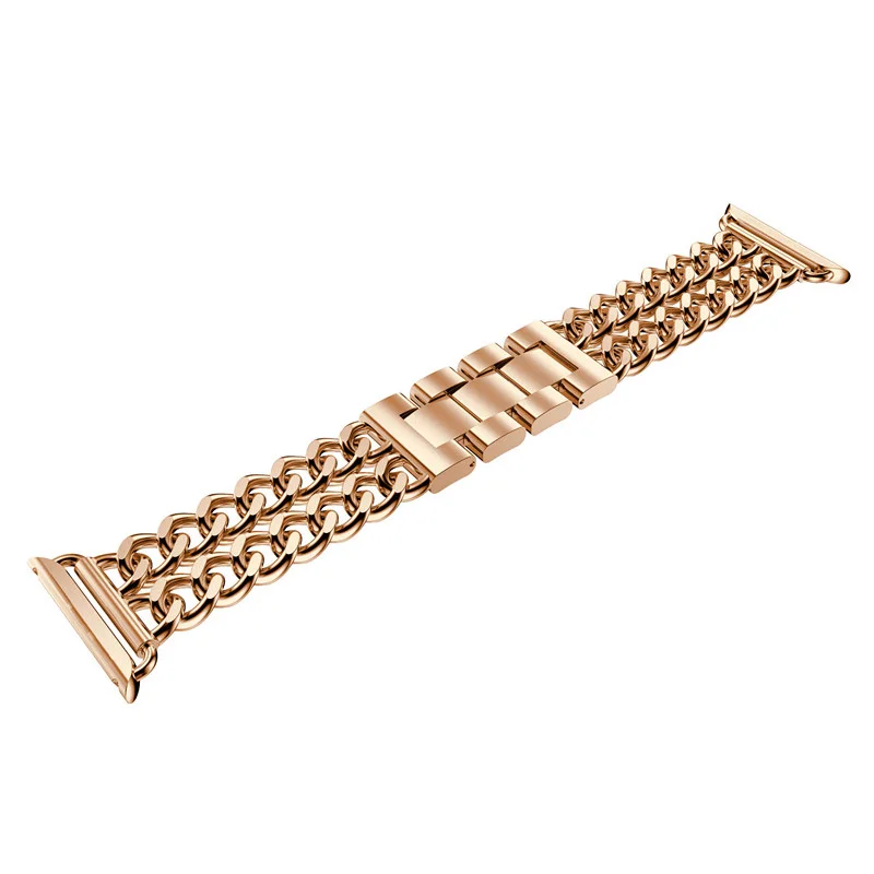Rose Gold Band Ремешок из нержавеющей стали для Apple Watch, 4 ремешка, 42 мм, 44 мм, металлический ковбойский браслет для iWatch, новые Apple Watch 12, 3, 40 мм, 38 мм - Цвет ремешка: Rose Gold Band