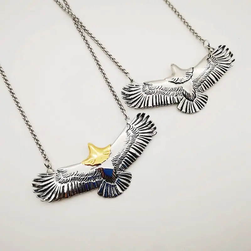 

316L Stainless Steel Flying Eagle Pendant Necklace Hip Hop Punk Statement Necklace Antique Bird eagle Animal necklace Jewelry