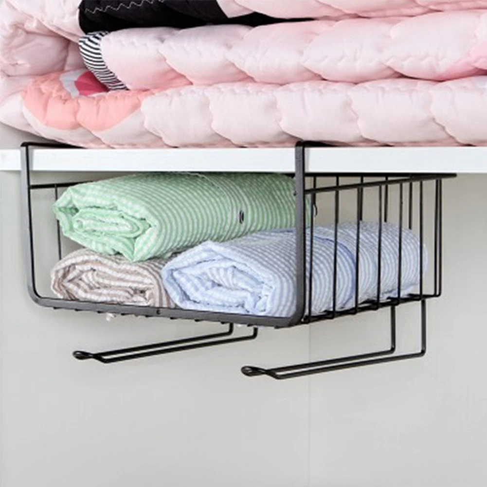 Iron Art Desk Home Wire Under Shelf Kitchen Storage Basket Organizer Cabinet Cupboard Cup Holder Pantry Dual Hook Bookshelf | Дом и сад