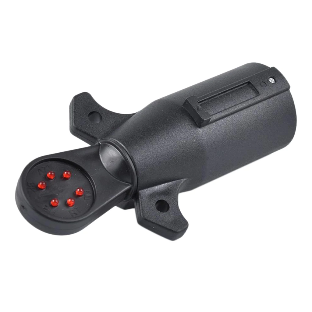 Trailer Tow Electrical Wire Connector 7-Way Plug Socket Tester Black
