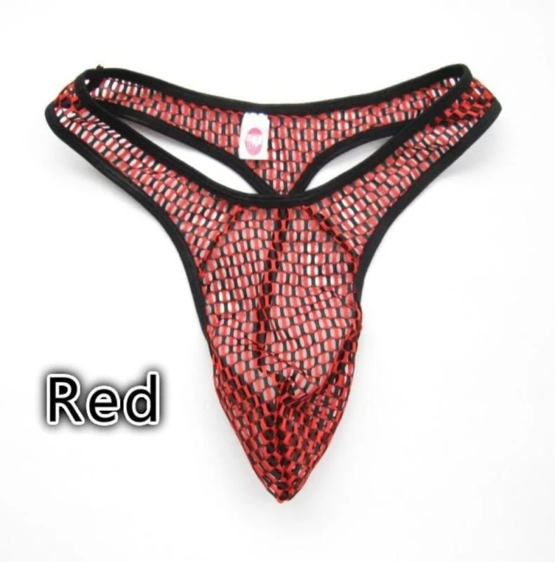 red Полые g-стринги, нижнее белье, Эротические трусики, мужское нижнее белье, мужские Т-образные трусы с низкой талией(Цвет: 3 цвета), мужские трусы s - Цвет: red