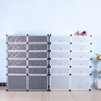 

Boots Cabinet Multi-functional Flip-Open Cover FoldingTwo columns Six Layer Holder waterproof Dustproof Assemble Shoes Drawer