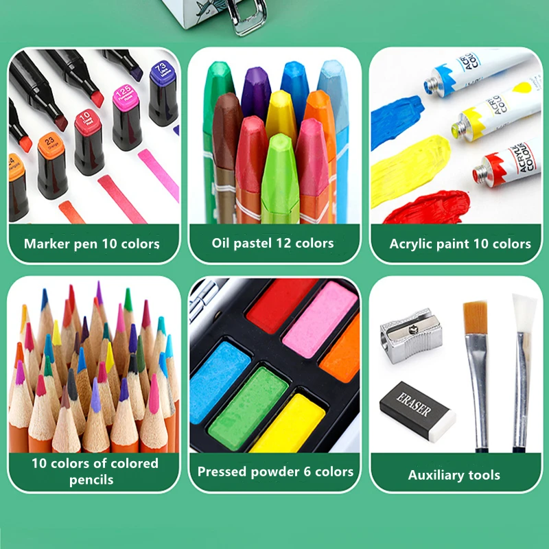 1 Set Kids Drawing Painting Art Box Set Colored Pencils Portable For  Children Beginner Painting Drawing Tool Supplies Stationery -  Crayons/water-color Pens - AliExpress