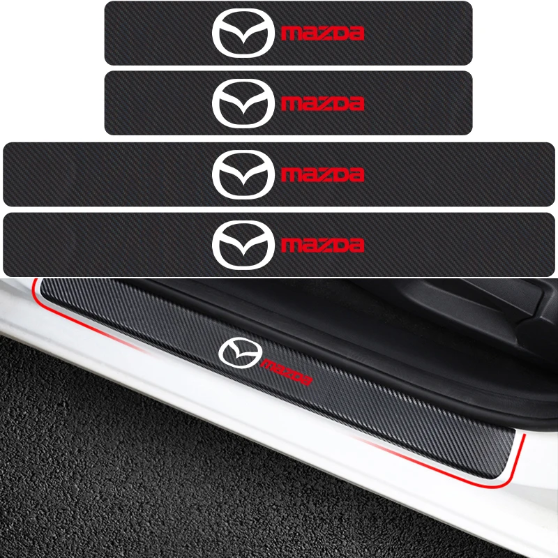 

MAZDA Trunk Protector Stickers Styling Door Carbon Fiber Sill Scuff Plate Decor Stickers Car Accessories MAZDA CX7 RX7 RX8 3 5 6