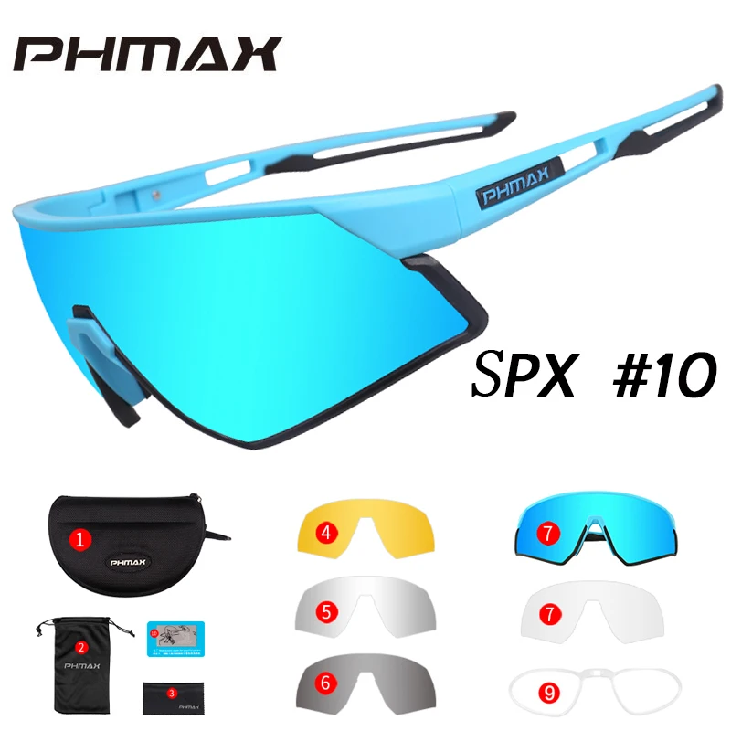 Colors 10 PHMAX ультралегкие поляризованные велосипедные солнцезащитные очки с 5 линзами для спорта на открытом воздухе, велосипедные очки для мужчин и женщин, велосипедные солнцезащитные очки, очки - Цвет: Colors 10