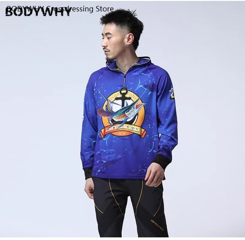 Outdoor Sports Sun Protection Clothing Mens Hoodies Sunscreen Blue Dry Breathable UV Wear-Resistant Wicking Cycling sweatshirts