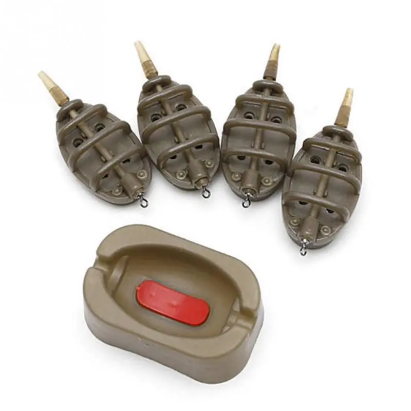 NEW-Plastic Inline Method Feeder Fishing Accessories 4 Feeders Mould Set Carp Fishing Sinker Fishing Trough Pesca 15g 20g 25g 35