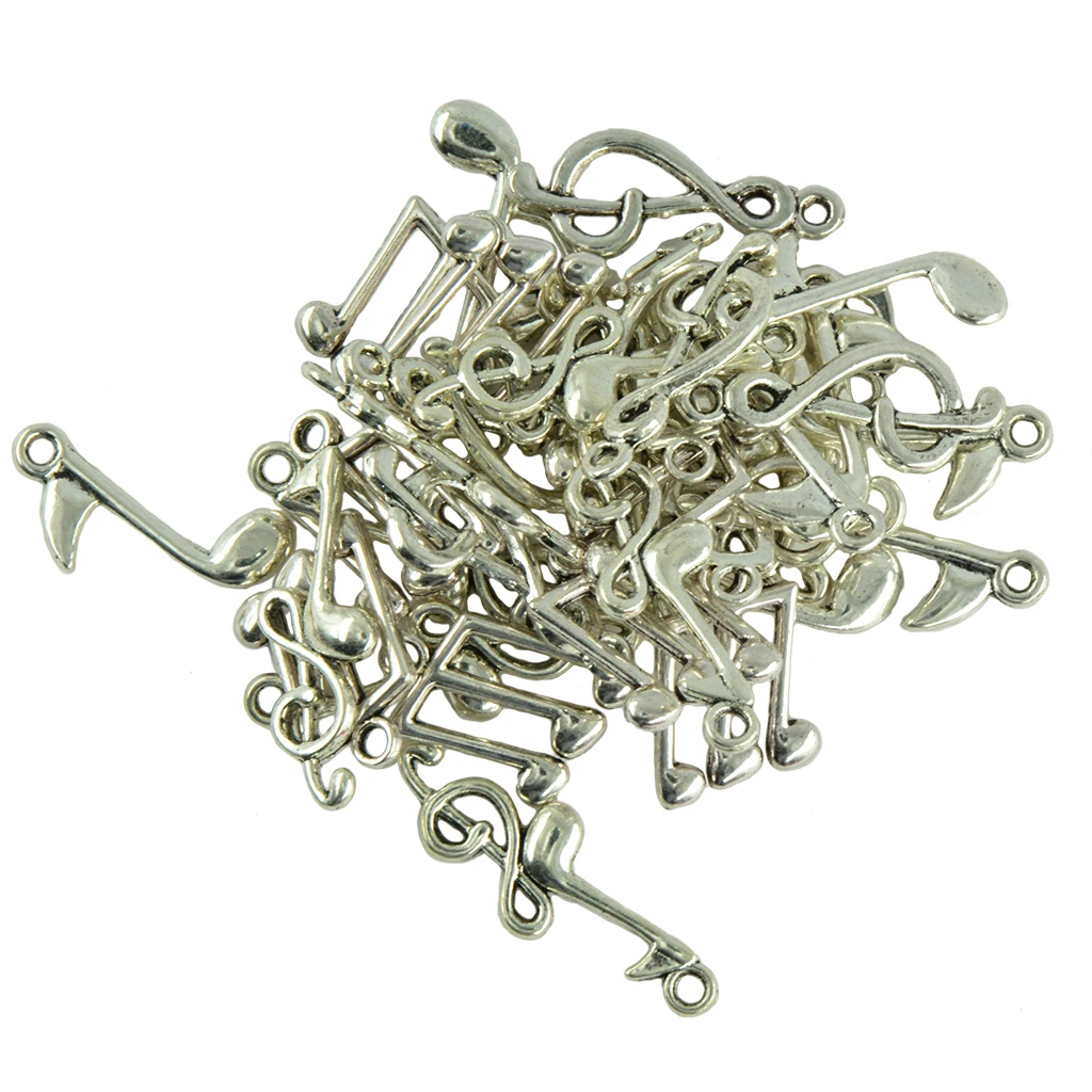 80pcs Assorted Charms Musical Note Symbol Tibetan silver color Plated Pendants Antique Jewelry Making Bracelet DIY Handmade Craft