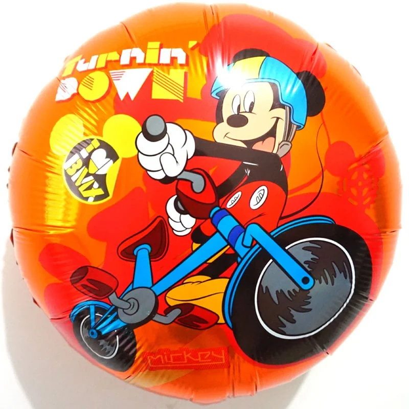 

new style Mickey helium balloons 18 inch round mickey Riding a motorcycle foil balloons for kid birthday party balloons 10pc